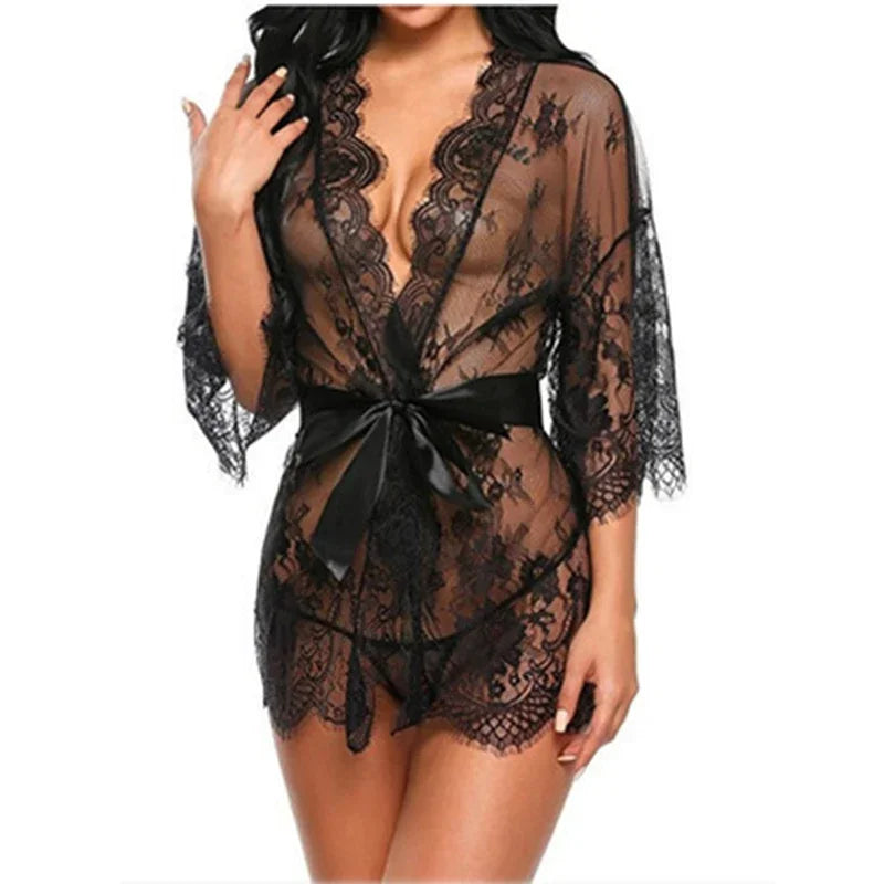 Dessous-Pyjama-Set mit Schleife